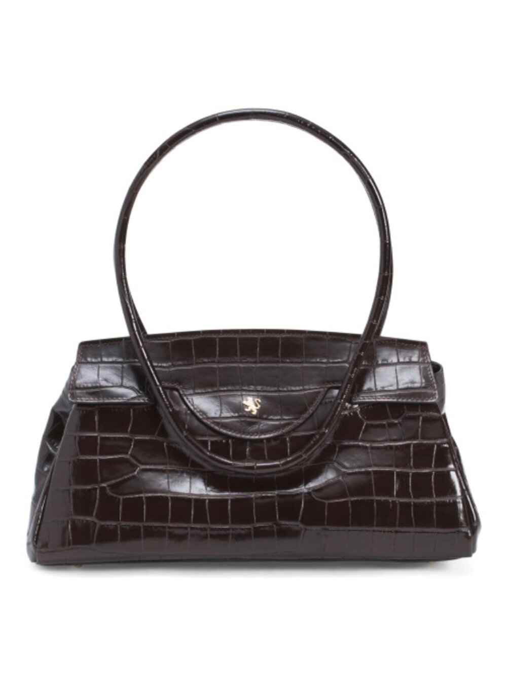 PRATESI Made In Italy Patent Leather Flap East West Shoulder Bag - Picture 1 of 4